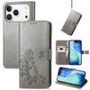 For iPhone 17 Pro Max Leather Case Four-Leaf Clover Wallet Phone Cover