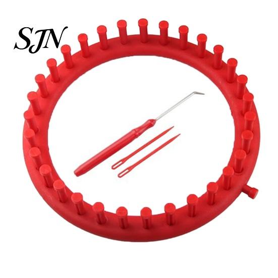 Durable Plastic Loom Knitting Set with Crochet Hook, Needle, Round Rectangular Yarn Weaving DIY Scarf Kit, Beginner for Hat Shawl Sweaters Manual Tool