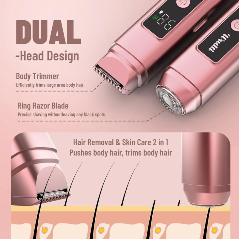 Rechargeable Bikini Line Trimmers For Ladies Featuring 2 Blades And LCD Screen For Precise Hair Removal