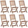 Outdoor Folding Chairs Set of 6 Solid Acacia Wood