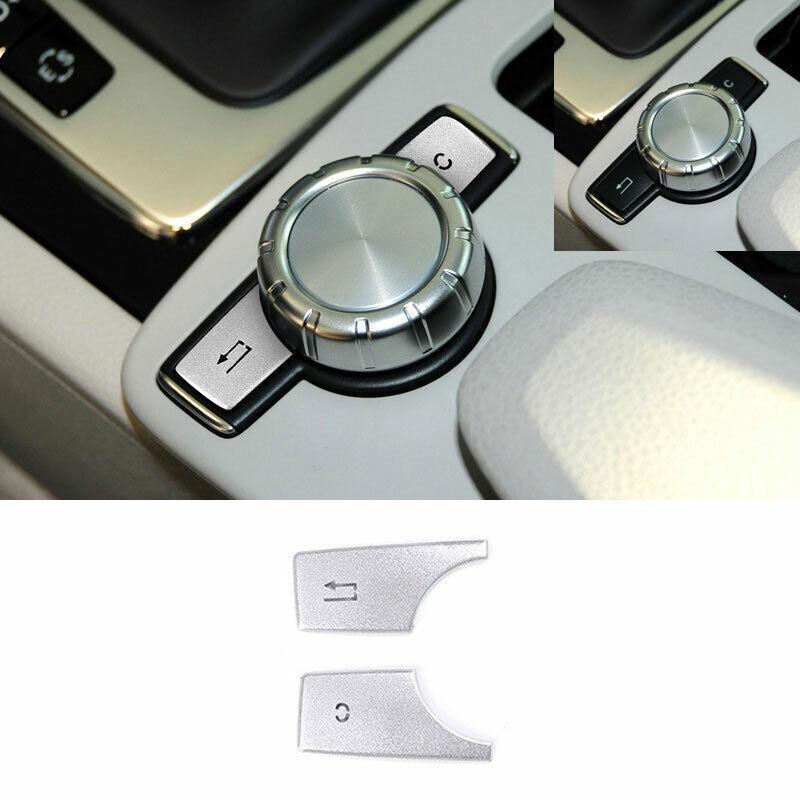 For Benz GLK 2009-2015 Silver Aluminum Console Multimedia Knob Switch Trim 2PCS