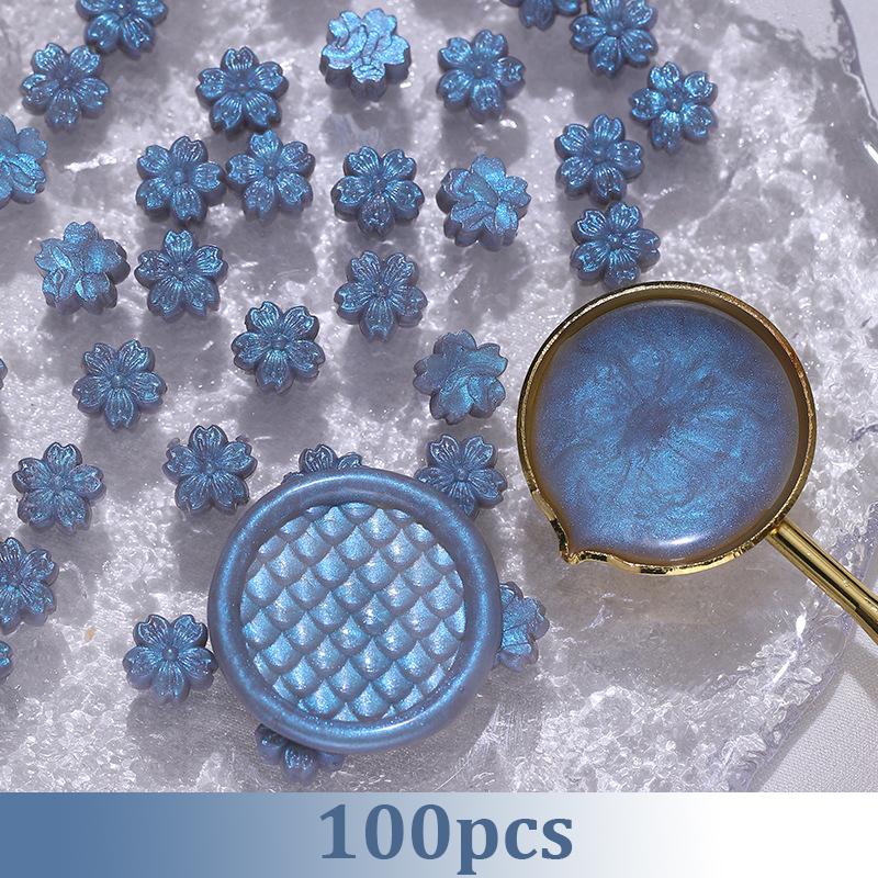 100pcs Aurora Cherry Blossom Fiery Lacquer Wax Pellets, Fiery Lacquer Stamp Sealing Wax Aurora Polarized Gold Sealing Wax