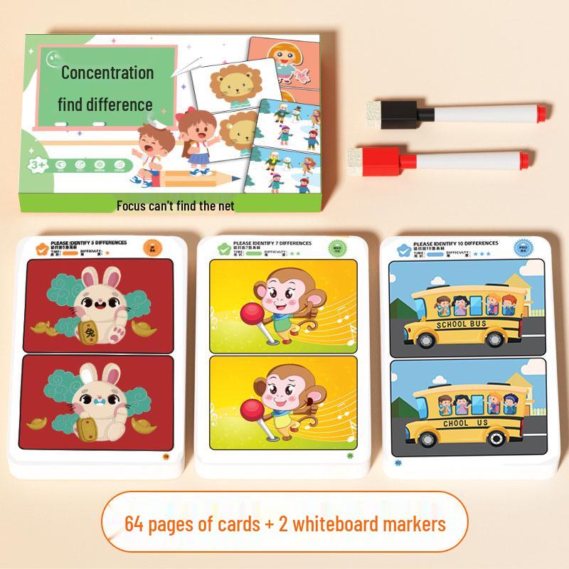 

Kids Spot the Difference Brain Training Cards for Ages 3-6