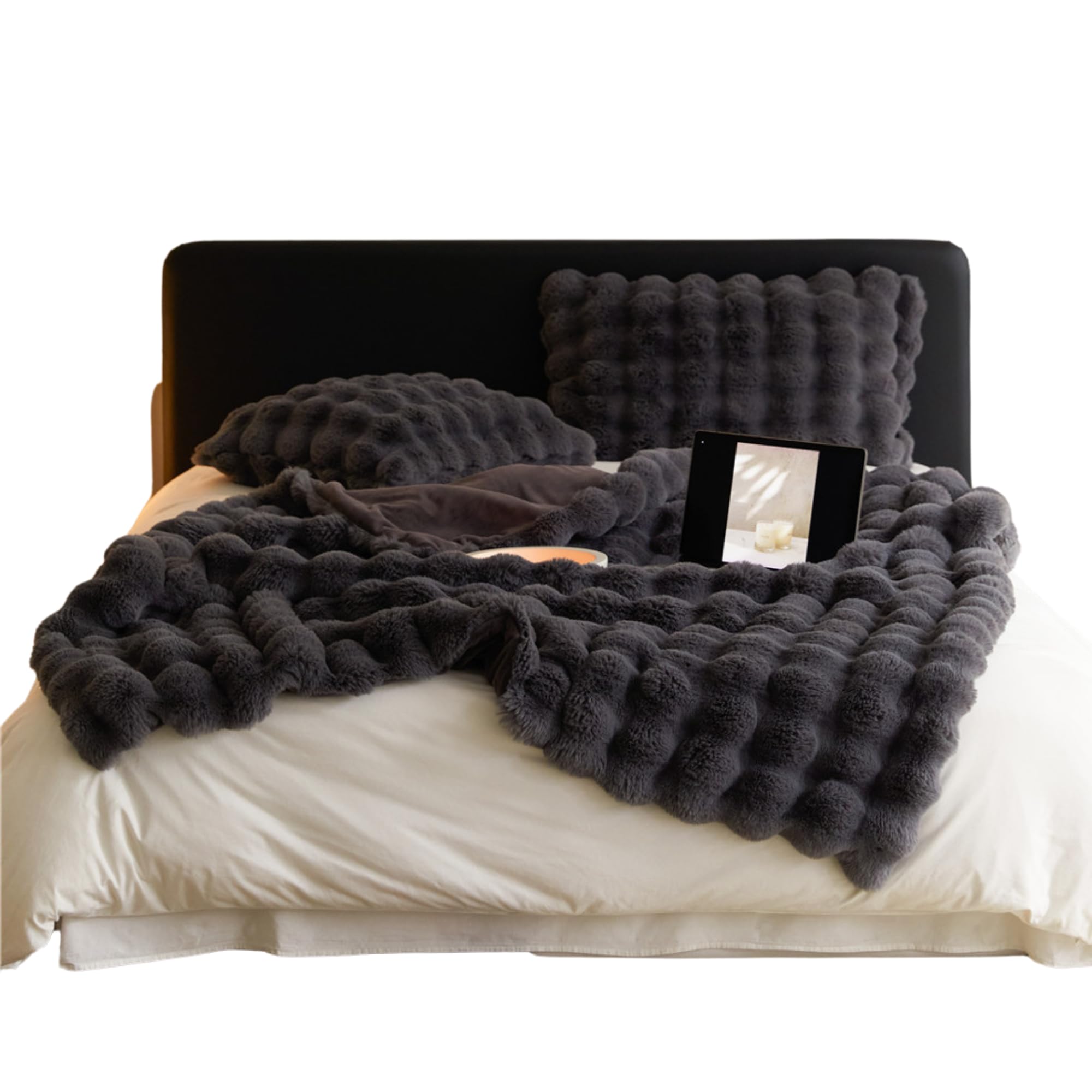 

NASSIA Наполнитель для квилтов, Мягкое одеяло из полиэфирного волокна, Мягкое пушистое флисовое одеяло из микрофибры для спальни, Односпальной кровати, Дивана, Зимнее одеяло (Темно-серый)