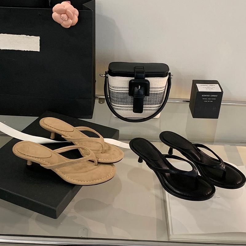 Fashion Fashion Round Clip Toe Thin Low Heels Women Slippers Outdoor Casual Sandals 2025 New Summer Flip Flops Shoes