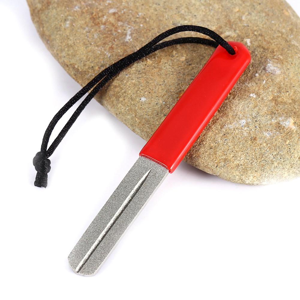 Dual Grooving Hook Sharpening Files Fishing Hook Stone(red dual grooving)