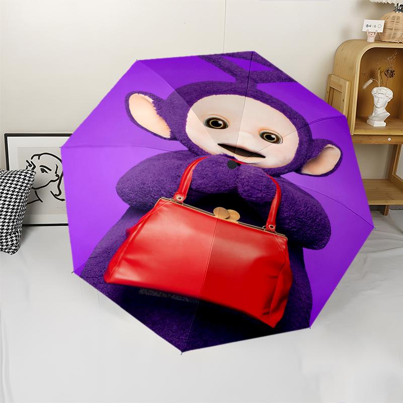 Teletubbies Theme Automatic Umbrella, Lightweight & Portable, 8 Rib, Perfect for Outdoor Travel, Birthdays, Christmas, Gifts.