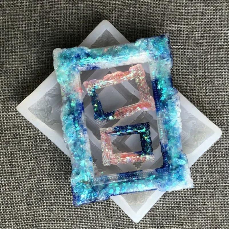 New Handmade Creative Frame Set Jewelry Box DIY Crystal Epoxy Resin Mold Silicone Storage Box Mold Jewelry Making Tool Accessory