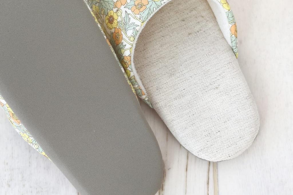 DDintex FLORET LONDON Flanders Clement Sizes Slippers, Linen, Yellow, 23-25cm [Liberty Print]