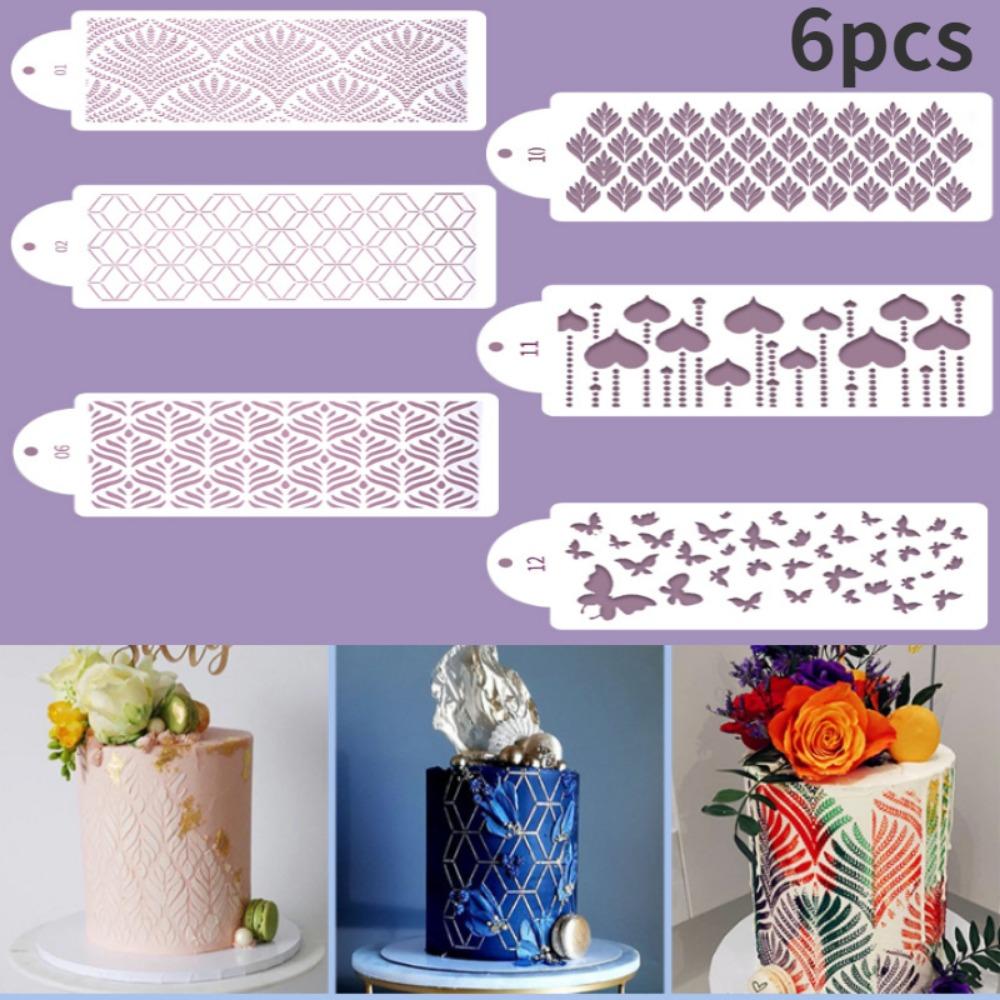 

Cake Decorating Stencil Set Reusable Lace Border Pattern Stencils for DIY Cookies Fudge Frosting Airbrush Baking Pastry Tools