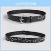 Fashionable Womens Pu Belt With Dot Patterned Studs Alloy Buckle Street Style