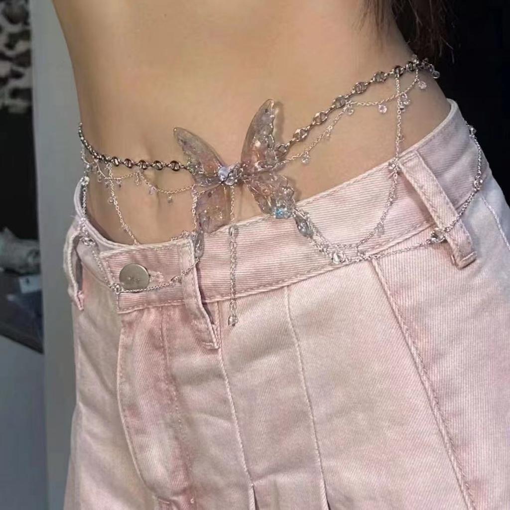 Super Fairy Pure Desire Butterfly Tassel Leg Chain Waist Chain, Mori Cold Sweet Cool Spice Girl High-value Versatile Body Jewelry