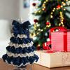 Handmade Crochet Christmas Tree DIY Crochet Christmas Tree Kit with Bow Faux Pearl Decor Holiday Craft Starter Set for Beginners