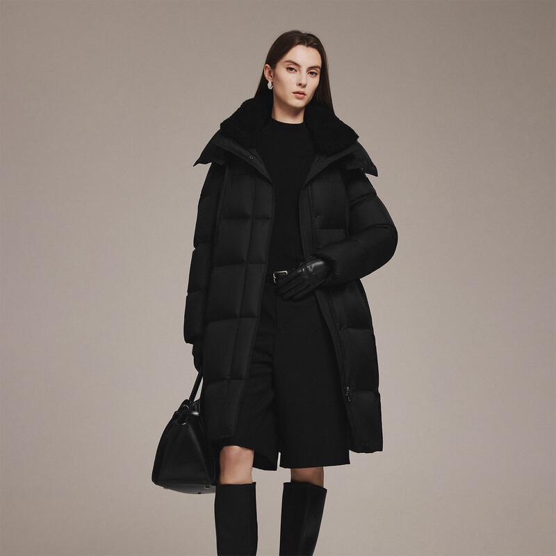 Tanboer Brownie Women's Mid-Length Warm Shoulder Down Jacket