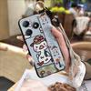 Dirt-resistant Cute Phone Case For Realme C63 4G/C61 4G Wrist Strap Kickstand Back Cover Anti-knock Lanyard Silicone