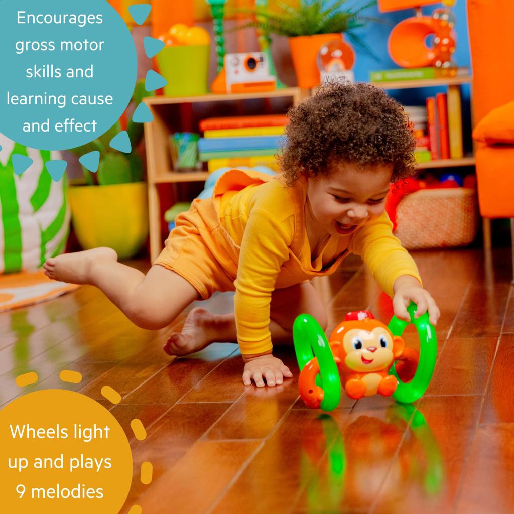 Bright Starts Roll & Grow Monkey (6 Months and Up) Crawling & Chasing Game, 52181