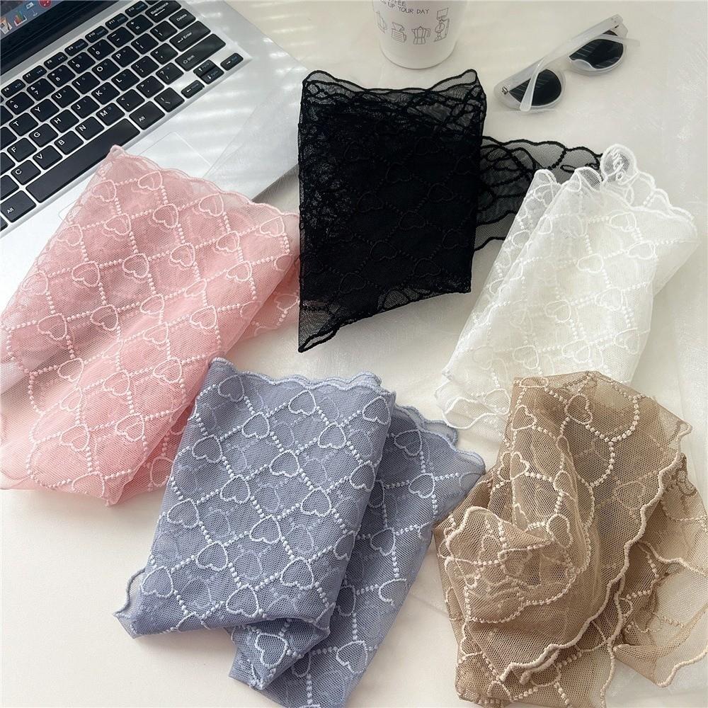 Heart Pattern Triangular Scarf Retro Hair Ribbon Versatile Lace Scarf  Women's Accessory