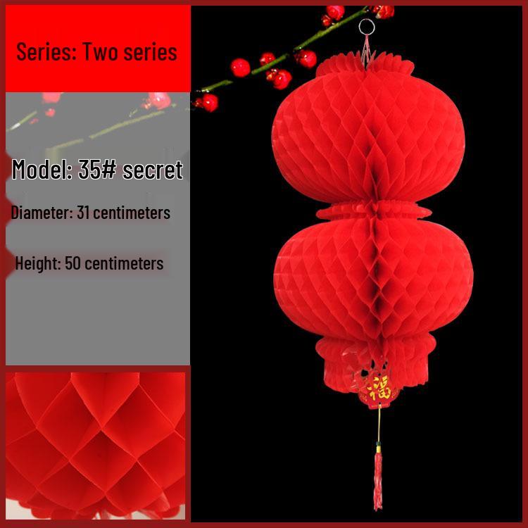 Red Oil-Paper Lanterns - Decorative Festival Hanging Ornaments for New Year Celebrations