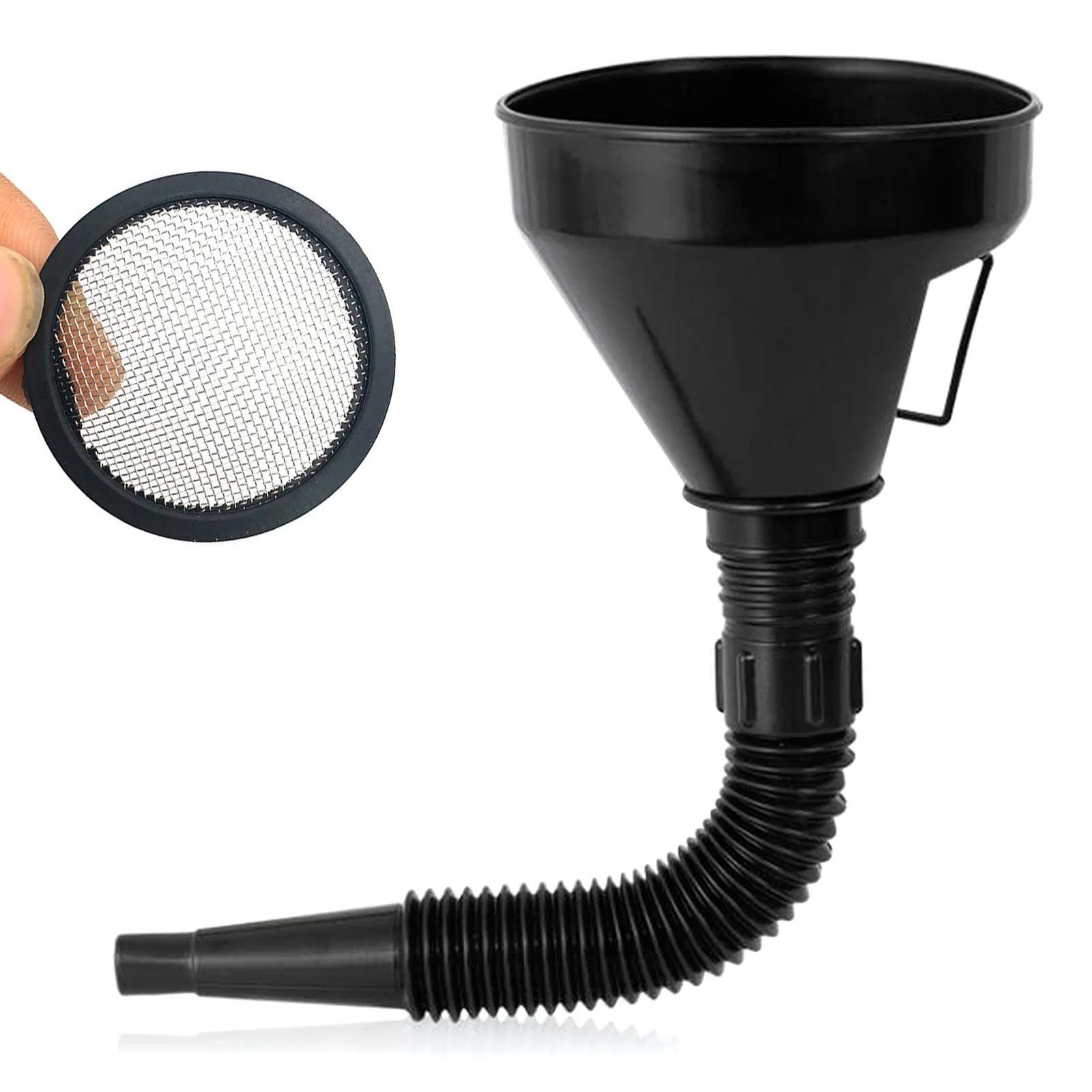 

2-в-1 воронка для заправки с сетчатым фильтром, носик для масла, воды, топлива, бензина, дизельного топлива для автомобиля, мотоцикла, велосипеда, грузовика, квадроцикла чёрный