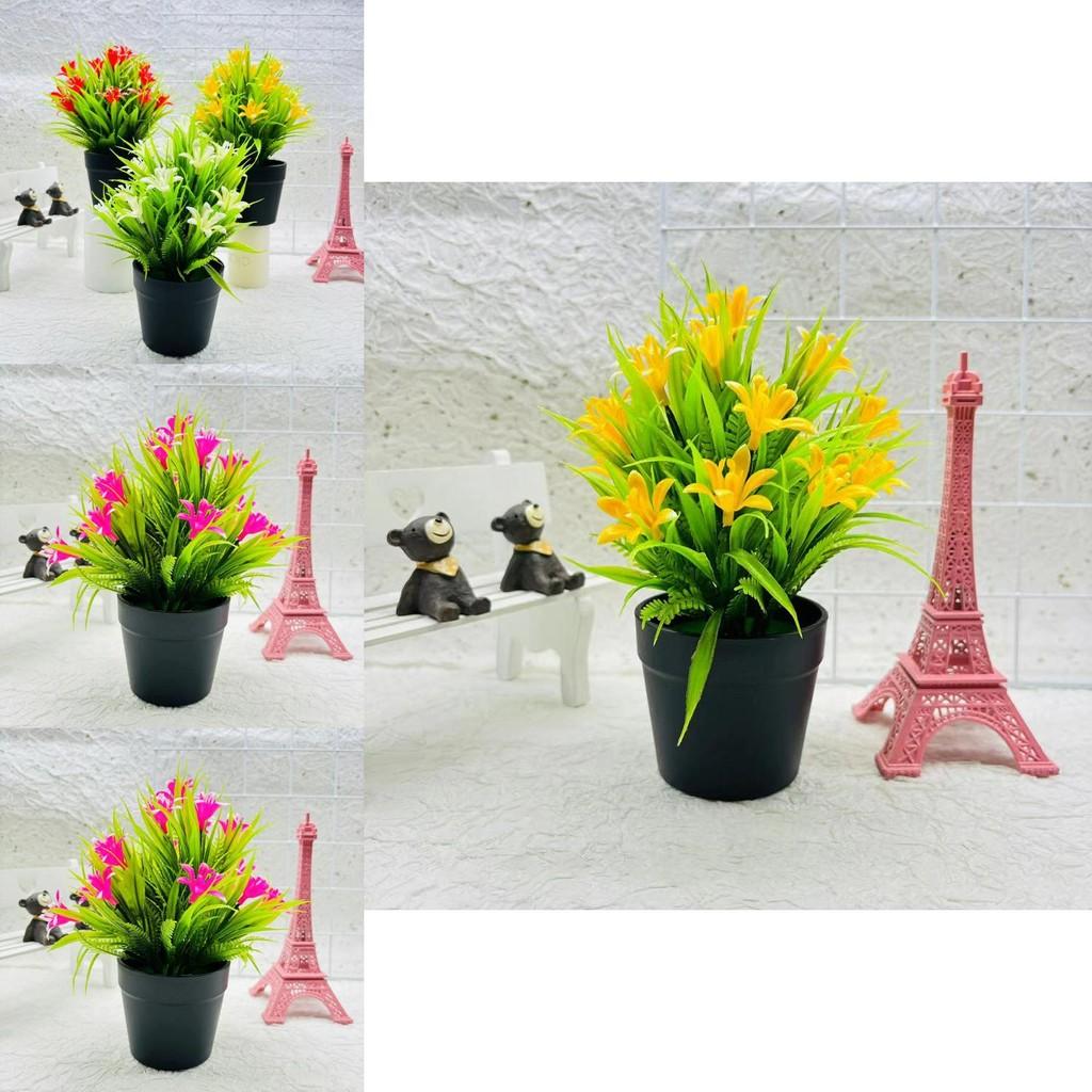 30cm Artificial Orchid Green Plant Plastic Pot For Hotel Window Showcase Decor