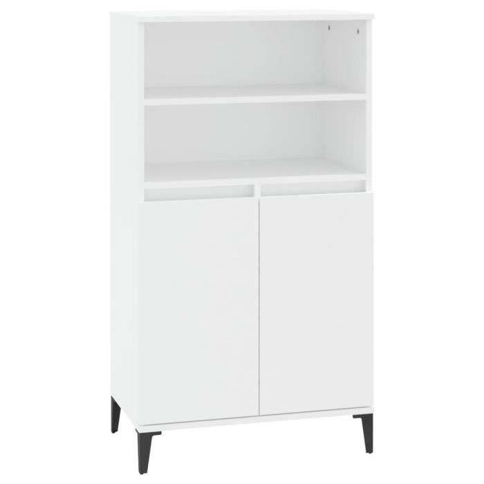 821228 vidaXL Buffet haut Blanc 60x36x110 cm Bois d'ingénierie