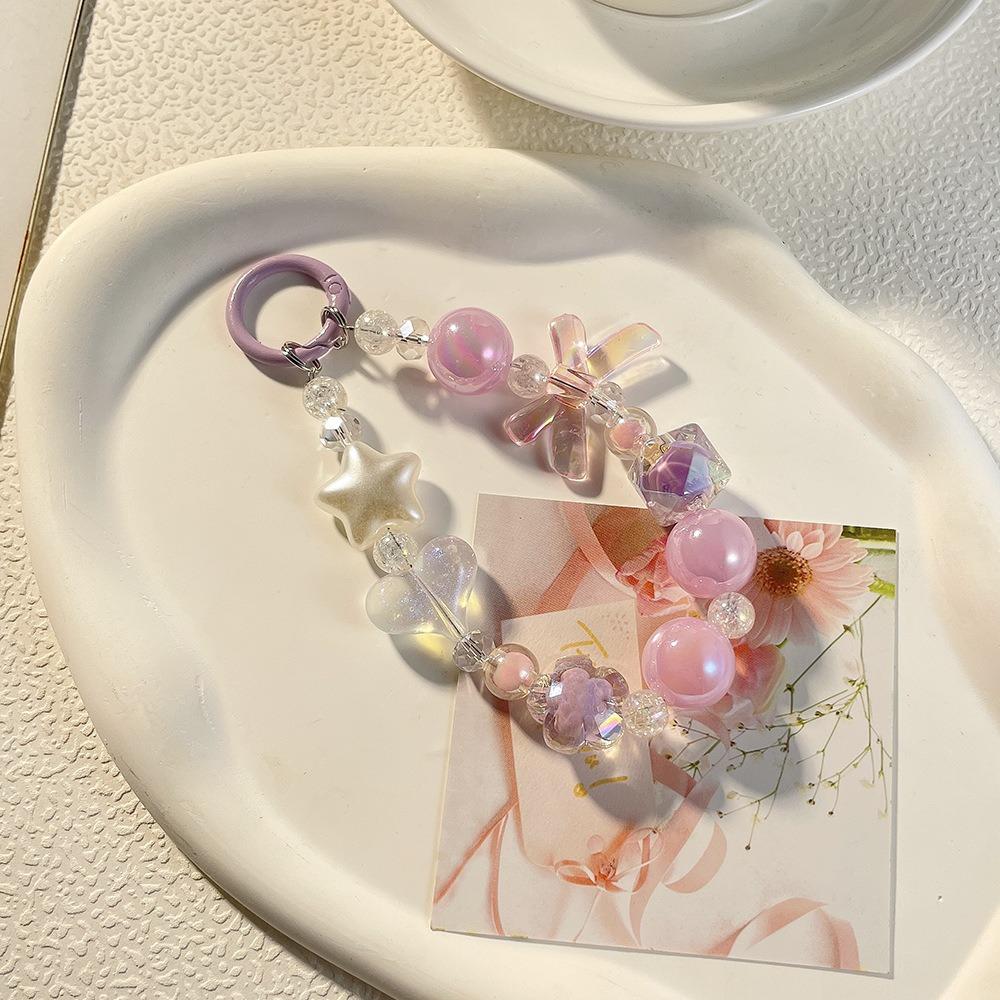 Cartoon Beaded Phone Charm Candy Colored Bag Pendant New Phone Wrist Strap  Phone Accessories