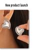 European & American Gold-Plated Titanium Heart Stud Earrings with Diamonds - Women's Fashion Jewelry