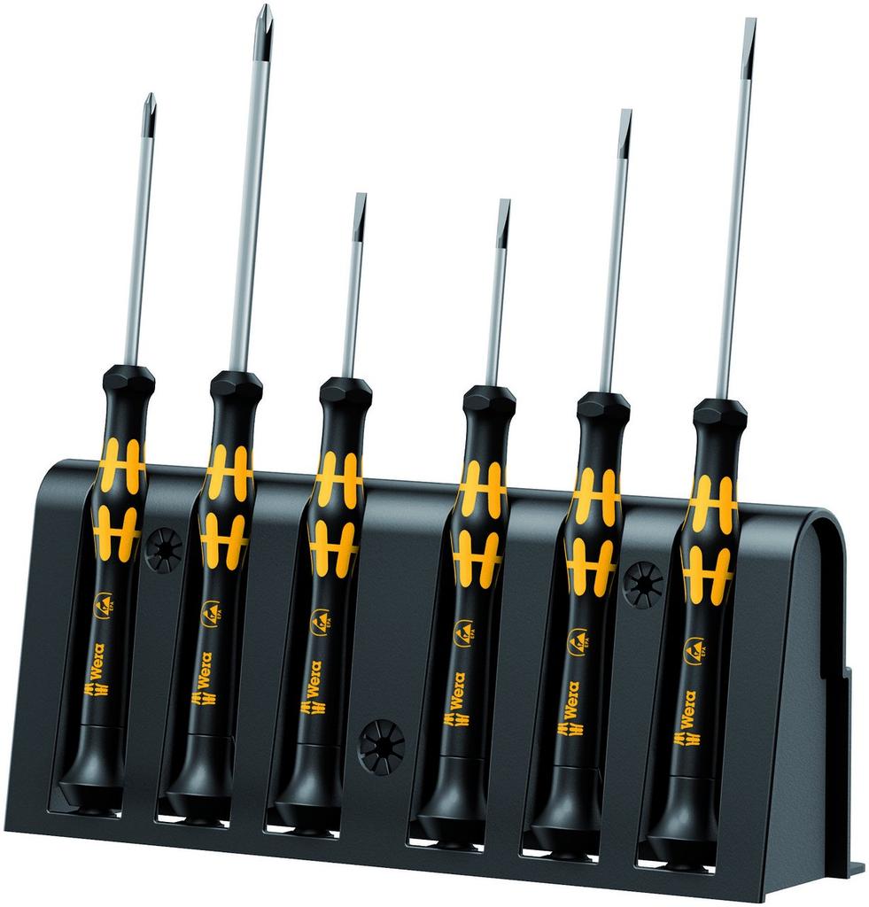 Wera 05030170001 1578 Electronics Screwdriver Set with Set A/6 Rack, 6-Piece