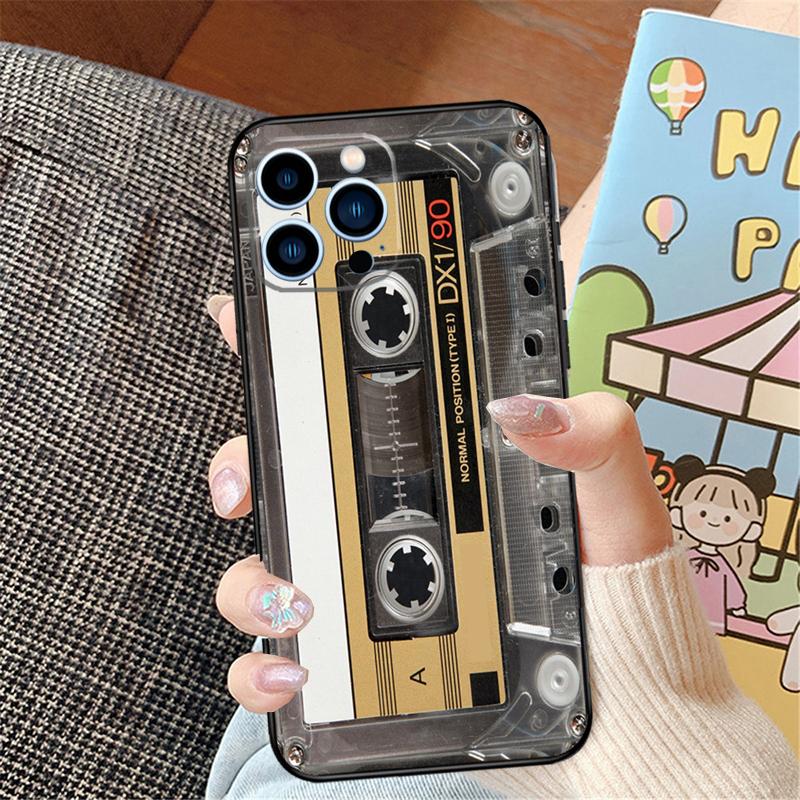 Cassette Tape Phone Case For iPhone 16 15 14 Pro Max 11 12 13 Pro Max Mini XR 16e 16 15 Plus Bumper Cover