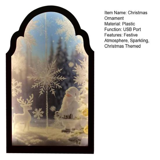 Ornement de Noël Port USB Miroir Hologramme Ambiance Festive Décoration de Noël Scintillante Décoration de Fête à la Maison Décor de Vacances