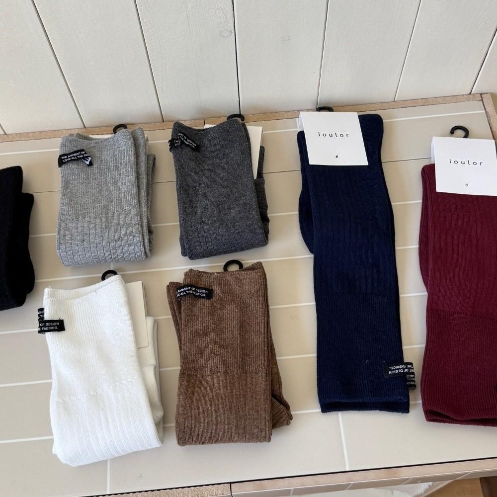 Solid Color Women Stockings Breathable Calf Socks Simple Knee High Socks  Autumn
