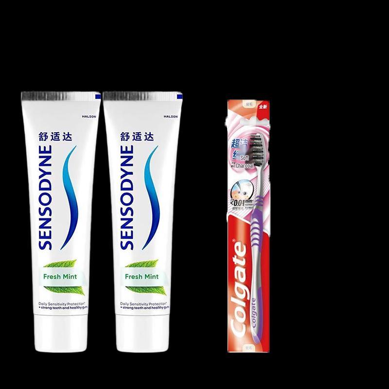 Sensodyne Cool Mint Anti-Cavity & Sensitivity Toothpaste with Toothbrush Set