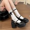 Women's Dress Leather Shoes 2026 Spring Autumn Platform Thick High Women Mary Jane Shoes Ladies Fashion Banquet Party Pumps