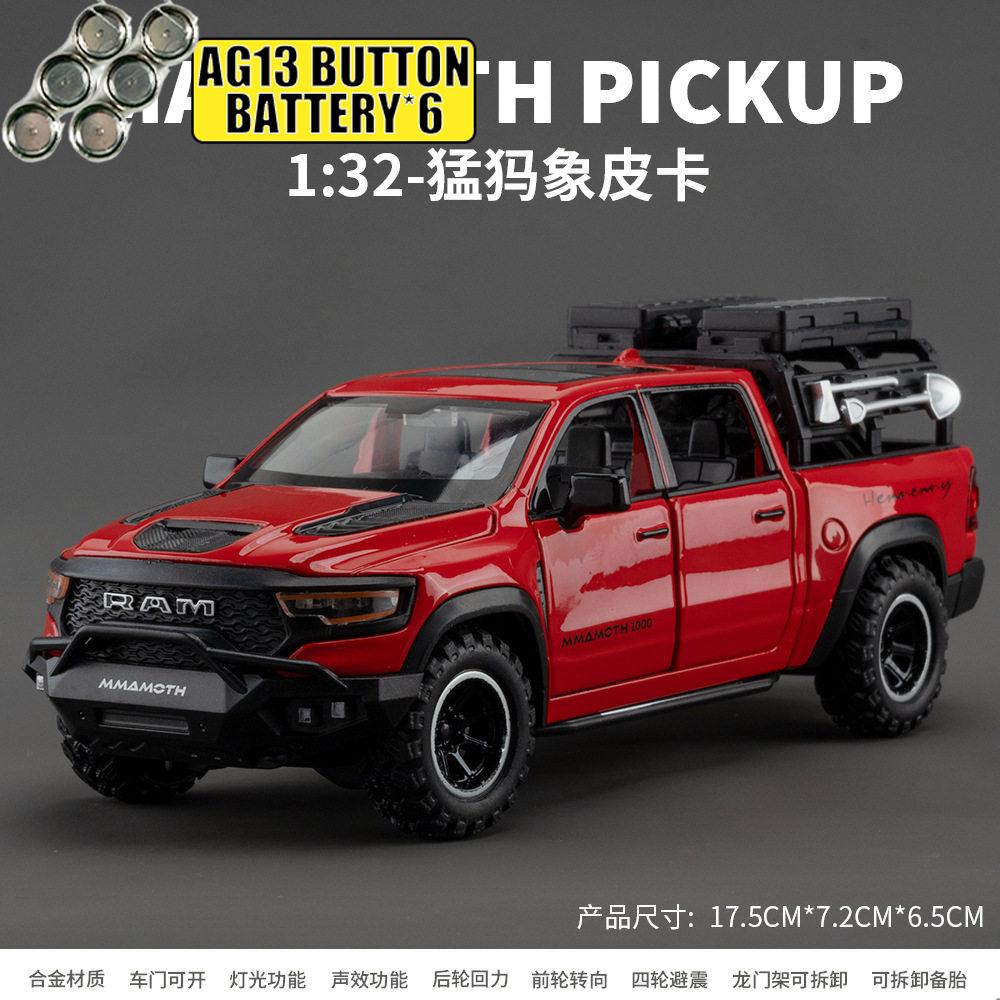 1:32 Dodge RAM Mammoth 1000 Hennessey Off Road Pick-up Modelový automobil Diecast ze slitiny Kovová Simulované vozidlo Domácí Trendy Dárek