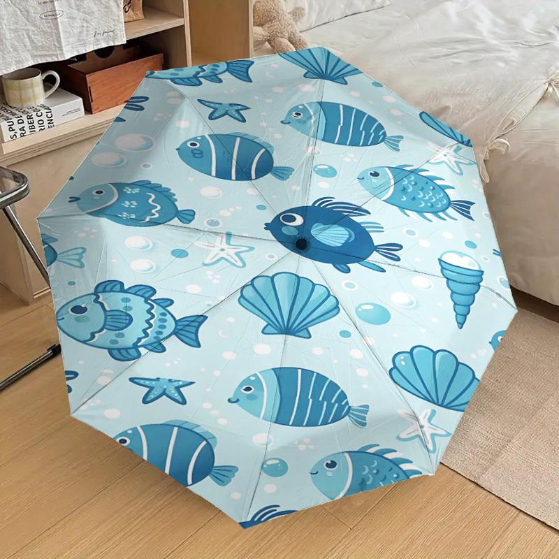 1PC fish shell Umbrella-8-Rib Reinforced Portable Folding Travel Suitable for All Seasons Outdoor Daily Use  -J0334