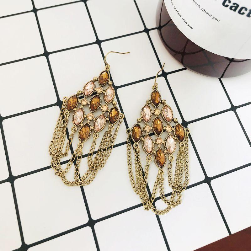 

C74 Fashion Retro Ornament Fairy Temperamental All-Matching Tassel Best Selling Earrings Stylish Design Charm Earrings Earrings Ginger yellow