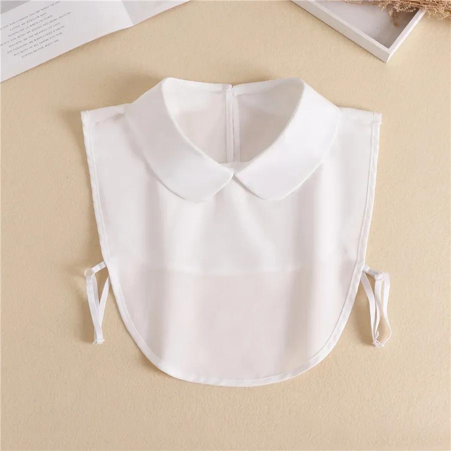 Fashion Front Tie White Fake Collar for Women Stand Detachable Collar Fake Girls Vintage Lace Ladies False Blouse Collar