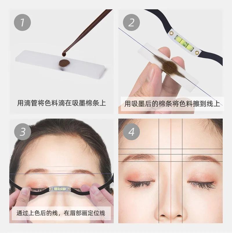 Microblading Permanent Makeup Bow and Arrow Line Ruler Black Measuring Brow String Pre Inked Tattoo PMU for Eyebrow Mapping