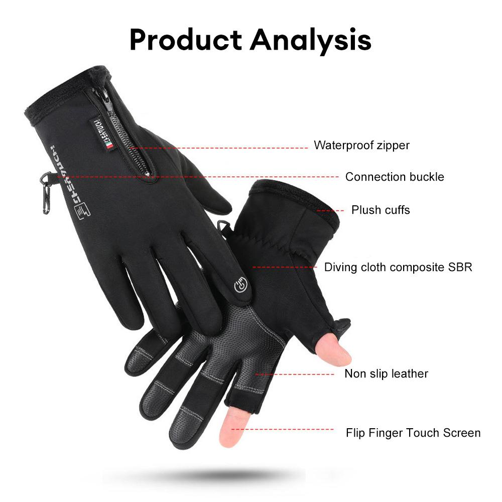 Winter Warm Touch Screen Gloves Outdoor Windproof Waterproof Cold-proof Gloves Men Driving Cycling Fishing Ski Gloves