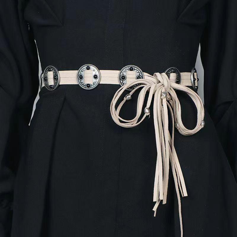 New Western-style Beaded Vintage Accessory Belt, Round Bohemian-style Suede Fashionable Women's Waistband