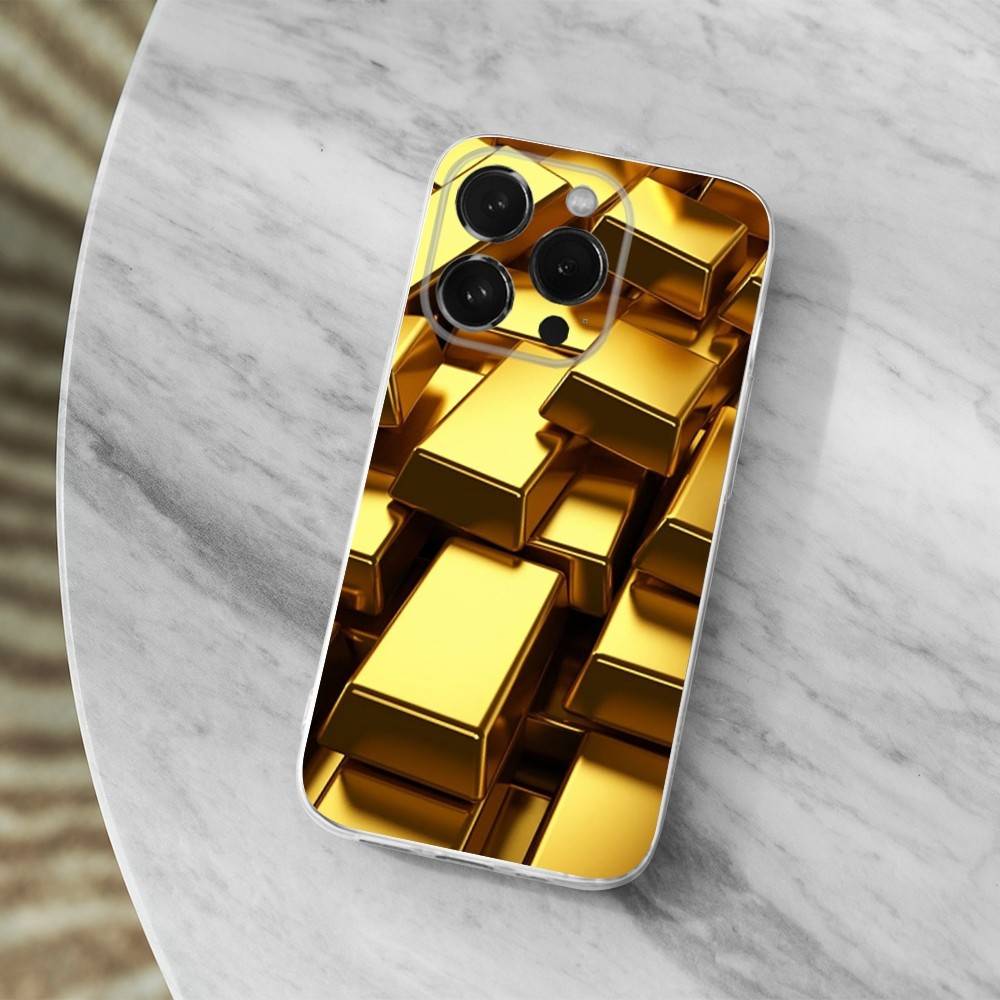 Cool Art Gold Precious Phone Case For iPhone,14,13,12,15,Pro,Max,Plus,11,17,16,X,XS,XR,SE,Mini Transparent Soft Cover