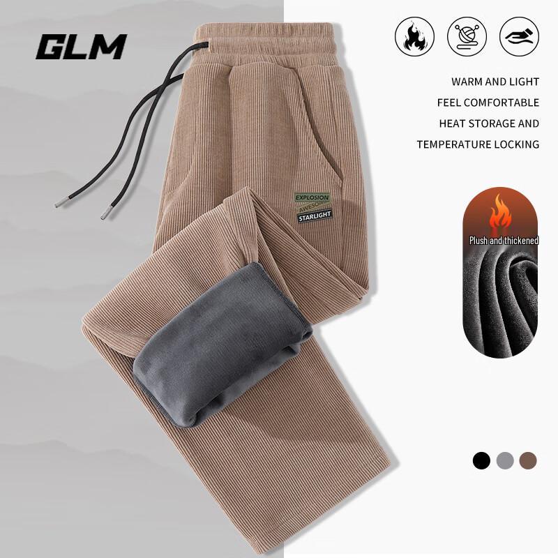

GLM Men s Plush-Lined Loose Straight Chenille Casual Pants 5XL