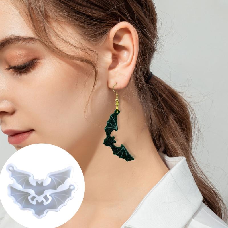 Halloween Bat Shape Earring Silicone Mold Suitable for Epoxy Resin Diy Craft Backpack Pendant Ornament Jewelry Making