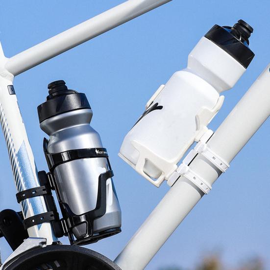 Bike Water Bottle Mount Adapter with Screws Wrench Adjustable Silicone Strap No Drill Bicycle Frame Seat Tube Water Cup