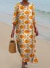 European and American New Large-size Dress Women's Clothing Seaside Vacation Printed Loose Long Dress