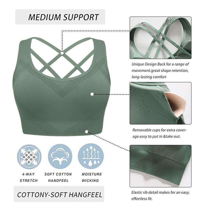 European and American custom sports bras women's high-intensity fitness running shock-proof cross back steel-free underwear manufacturers