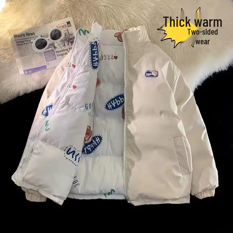 

Winter Double-Sided Zipper Cotton Jacket - Couple s Loose, Versatile Coat with Unique Design Medium