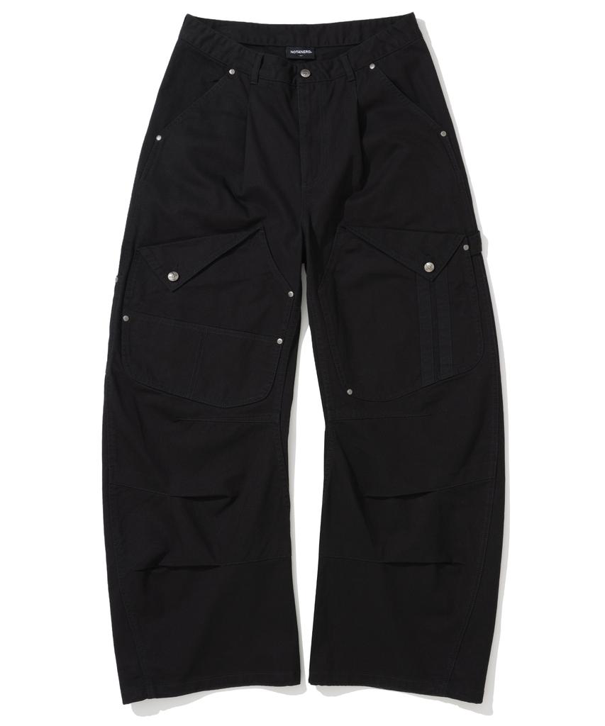 NOT4NERD Flap Pocket Curved Cotton Pants - Black