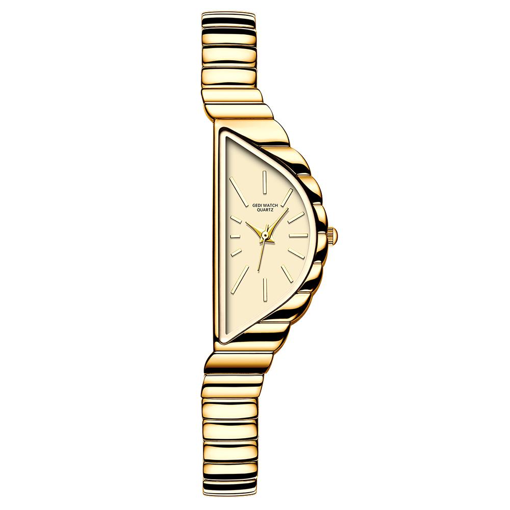 

GEDI Exquisite Minimalist Light Luxury Gold Watches For Women Niche Irregular Design Artistic Quartz Woman Watch Gifts