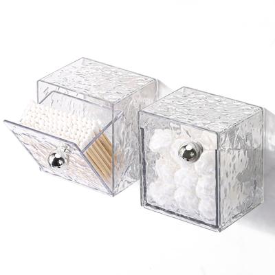Tecbeauty Wattenschijfjeshouder - Wattenschijfjes, Rondjes, Pads Dispenser - Badkamer Esthetische Decoratie, Transparant, Set van 2